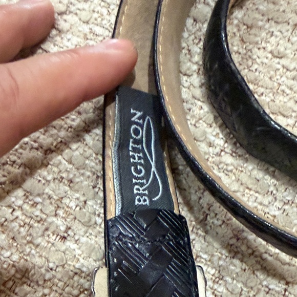 Vintage Brighton Belt S28 B4303 Embossed basket weave black leather - Picture 5 of 9